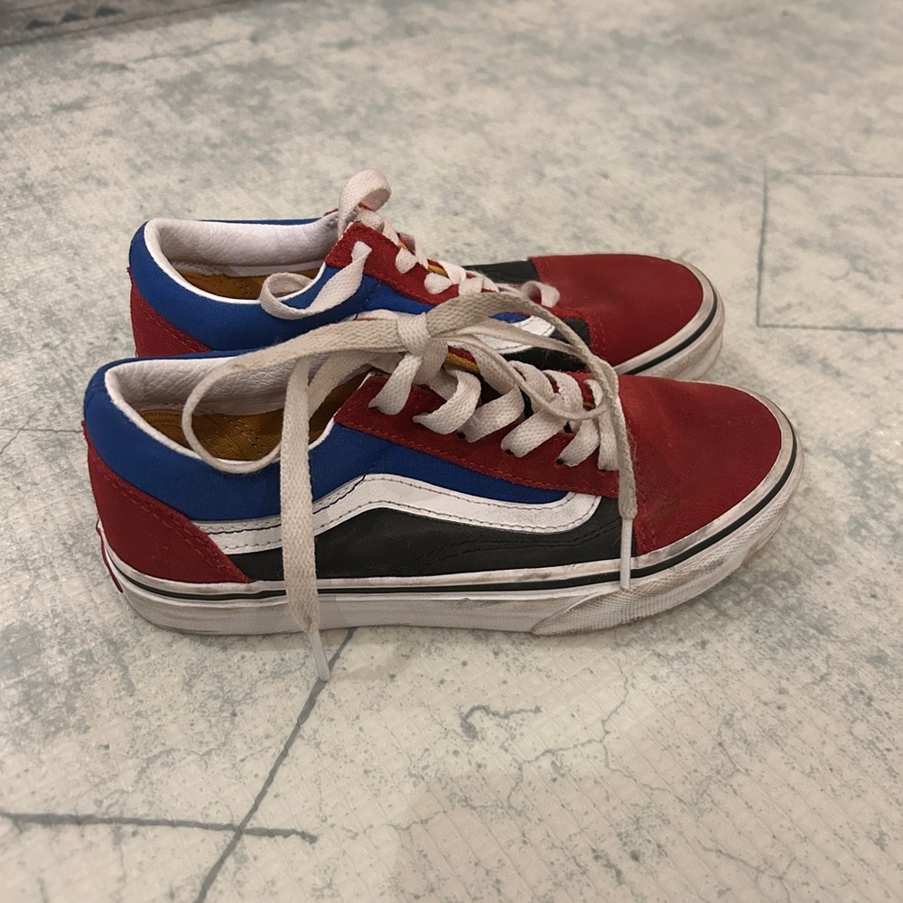 Vans Kids Sneakers in Red, Blue, and Black